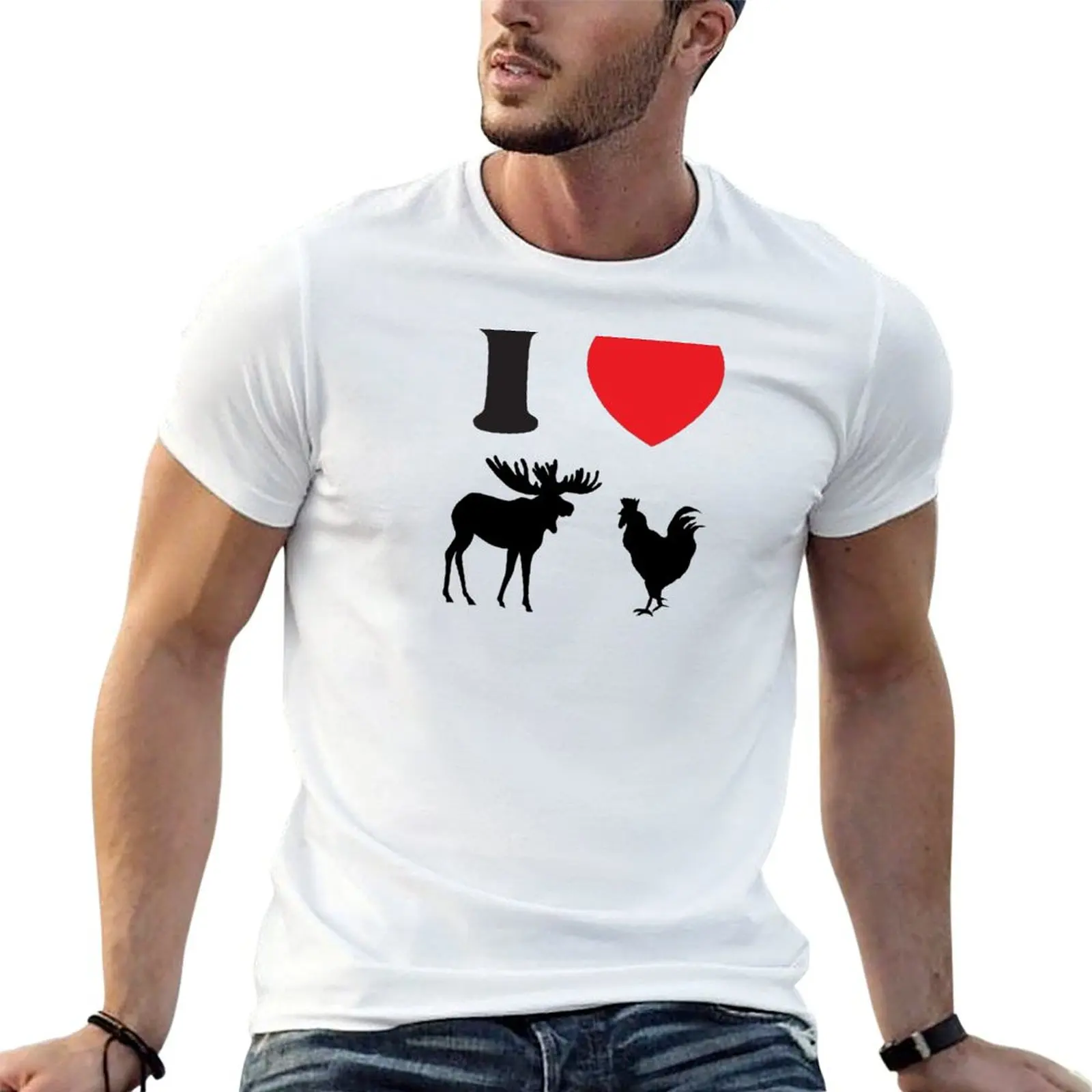 

I Heart Moose Cock T-Shirt man t shirt heavy cotton anime tshirt T-Shirt