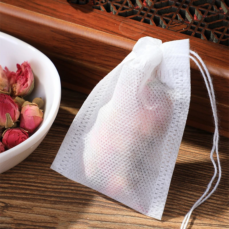 1200pcs Teabags Food Grade Non-Woven Fabric Kitchen Cuisine Drawstring Pouch Bag Filter Paper  Tea Coffee Pouches For Herb Loose