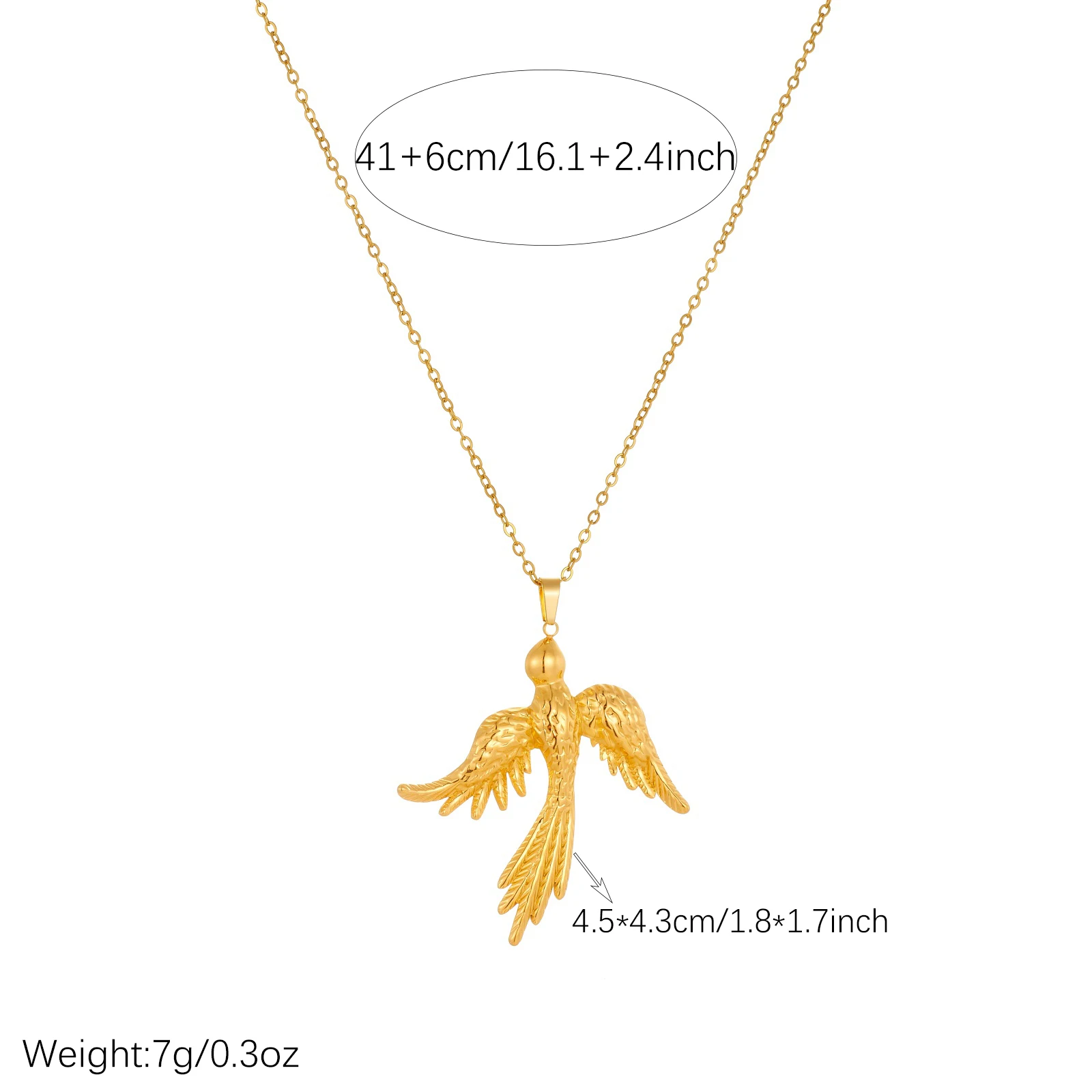 LAMENGLY 316L Stainless Steel Bird Pendant Necklace Gold Plated Feather Jewelry Trendy Lucky Charm Gift Party for Women Girl