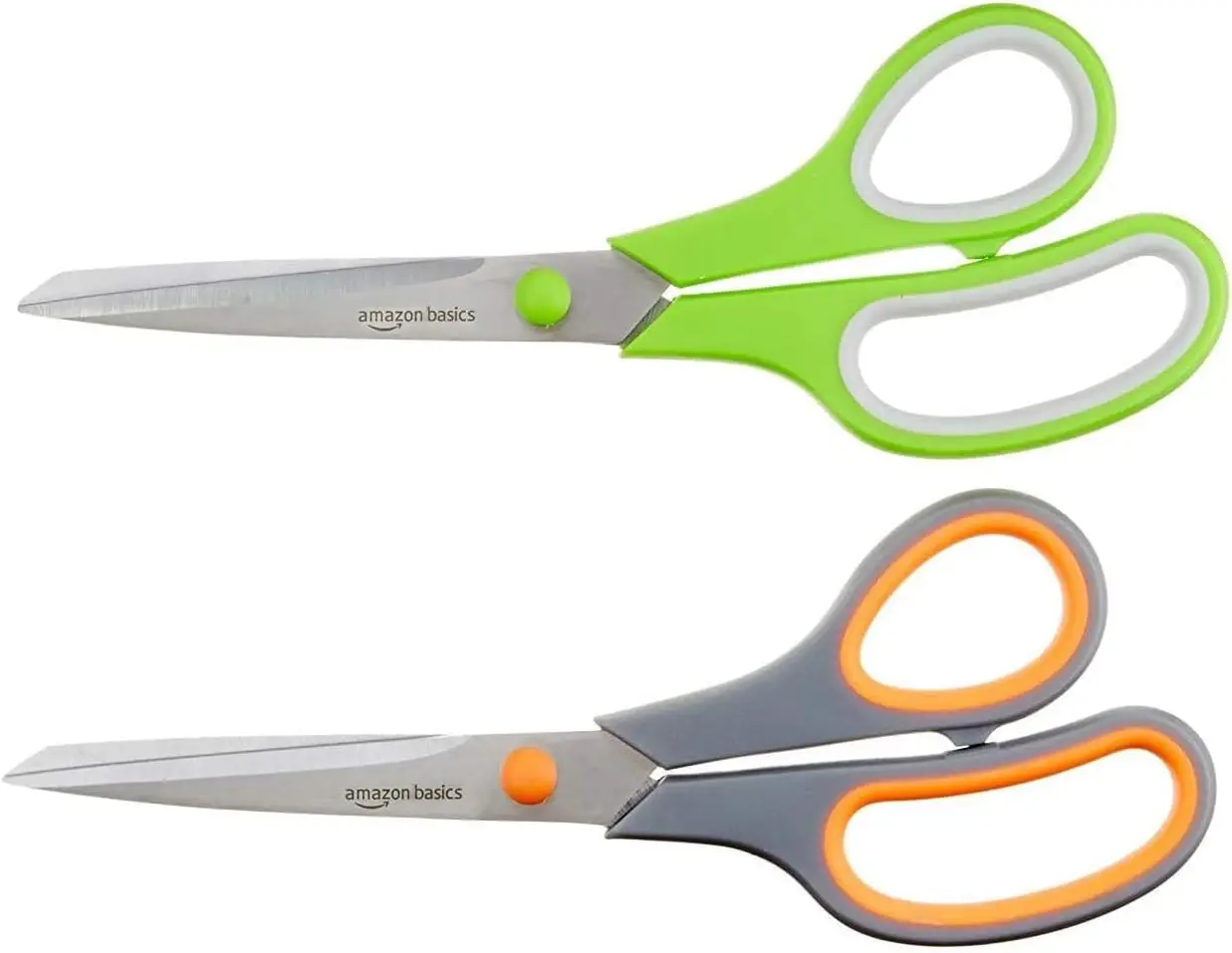 

Stainless Steel Scissors, 2-Pack Green & Grey, Sharp Multipurpose for Office Crafts with Comfort Grip