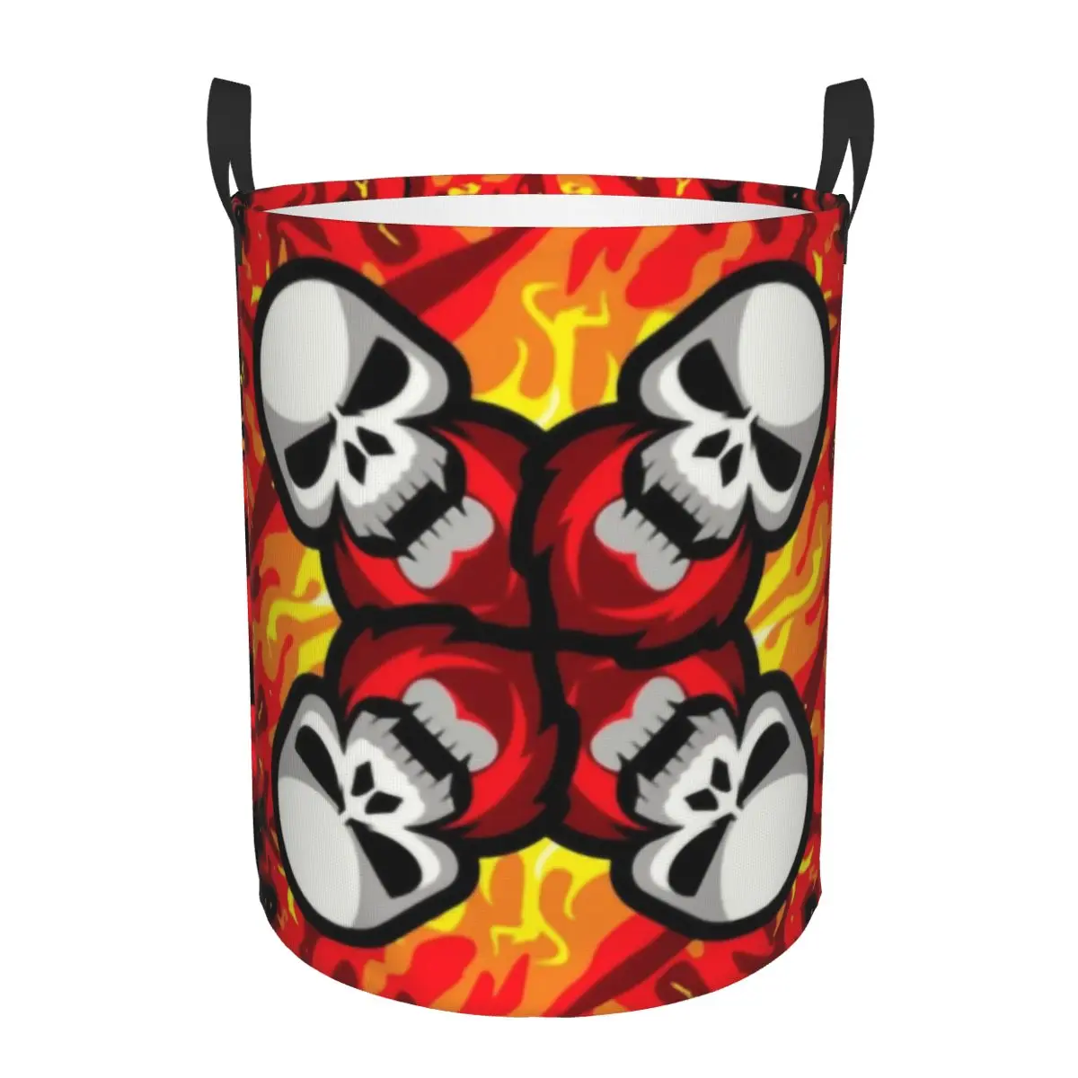 Flaming Red Warrior Skulls Laundry Basket Collapsible Large Capacity Clothing Storage Bin Fire Skull Baby Hamper