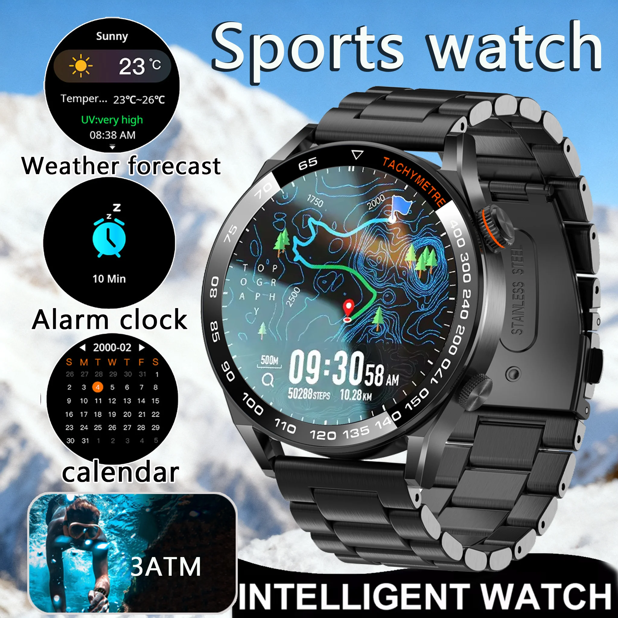 

2025 Новые уличные военные умные часы для мужчин AMOLED HD экран сердечного ритма кровяное давление Bluetooth вызов водонепроницаемые умные часы