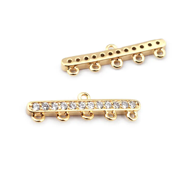 18K Gold Color Brass Straight Arcuated Necklaces Connector Clasps Jewelry Earrings Making Supplies Diy Connector Accessories