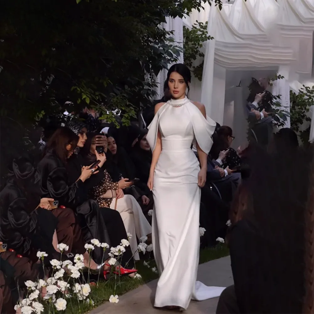 Halter-Schulter-Hochzeitskleider mit Empire-Taille, figurbetont, Meerjungfrauen-Stil, Brautkleider 2026, Schleppe, formelle Brautkleider, individuell anpassbar