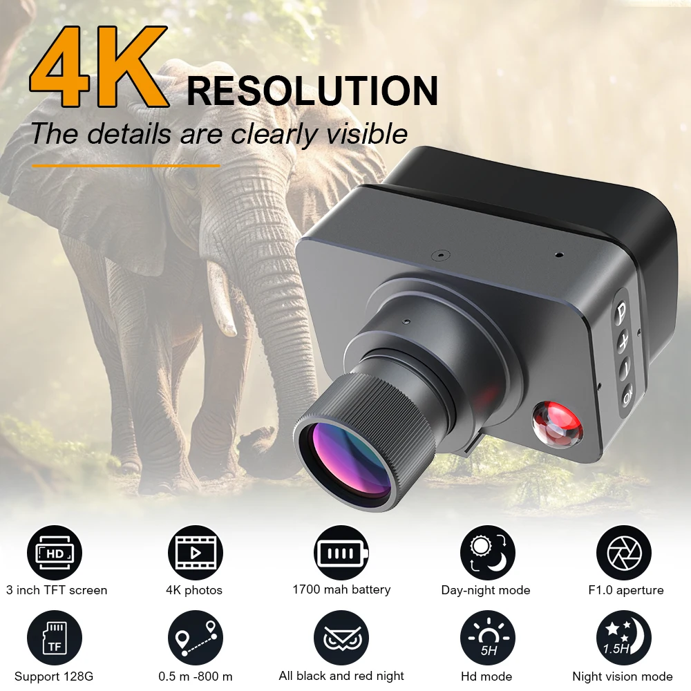 

4K UHD Infrared Scope Night Vision Binoculars 4X Digital Zoom 300 Meters Darkness Goggles for Camping Hunting & Surveillance