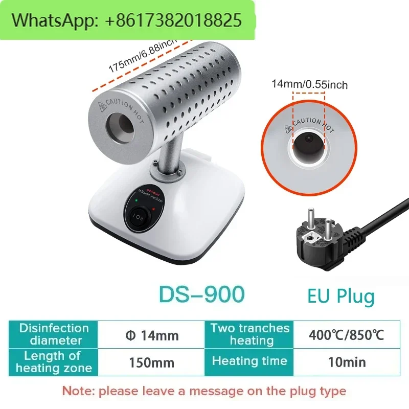 Lab Infrared Sterilizer with 14/35mm Inoculation Loop Sterilizer  400°C/825°C for Scalpel Needle Inoculating Loop Vaccination