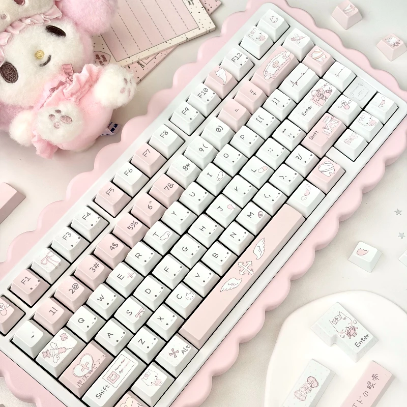 Kitten Theme Keycaps Set PBT Custom Original Handmade Sublimation Cherry Profile Keycap for Mechanical Keyboard Accessories Gift