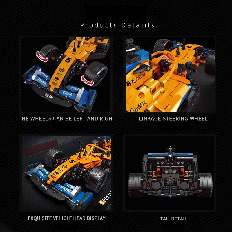 1248PCS Technical F1 Formula Racing Car Building Blocks Expert Super Speed Vehicle Assemble Bricks Toys Gifts For Adult