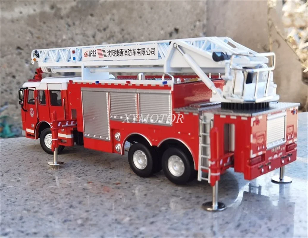 1/43 JIE Tong escalera motor de bomberos JP32 Diecast coche modelo camión juguetes regalos Hobby colección adornos de exhibición