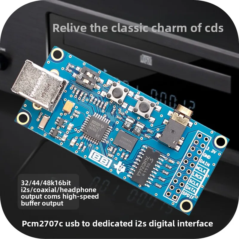 

PCM2707C USB to I2S Digital Interface USB Sound Card DAC Compatible with Italian PCM2706 XMOS