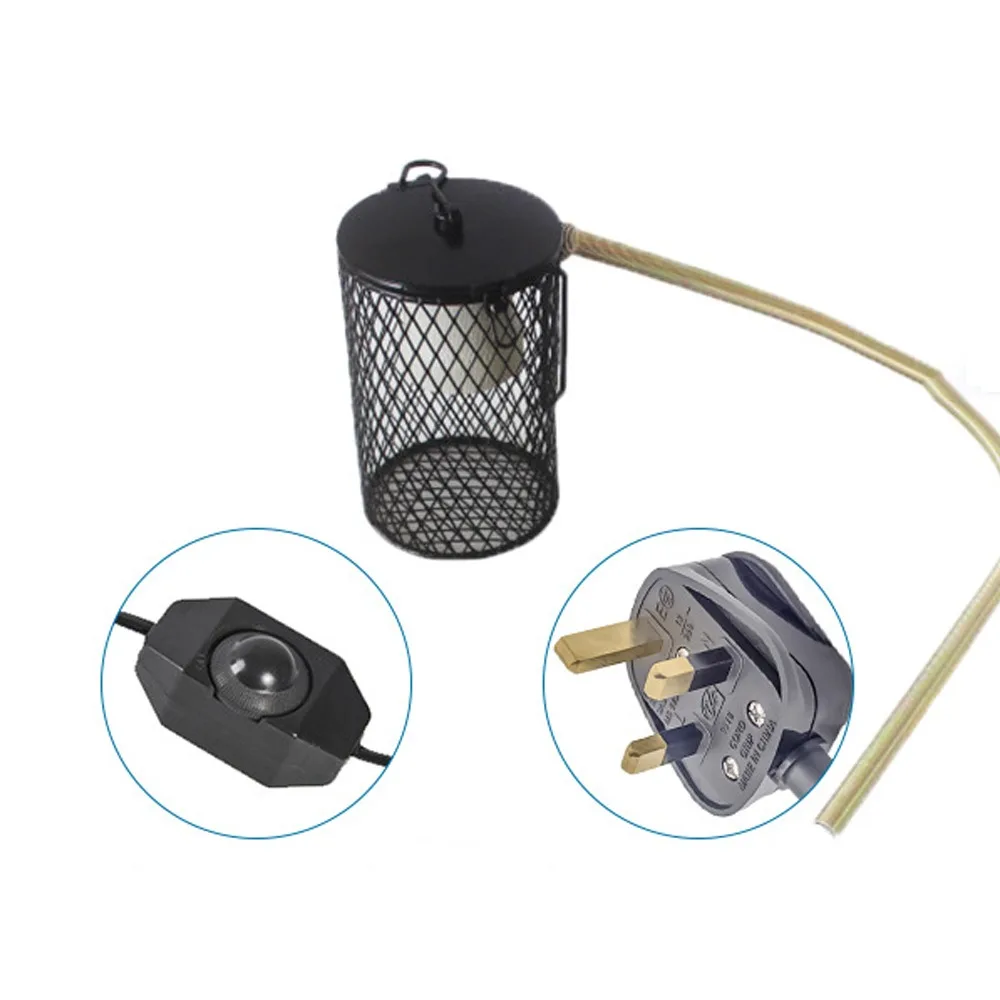 

Ceramic Heat Emitter Pet Heating Lampshade Iron Mesh Dome E27 Bulb Holder Reptile Heat Lampshade Double Cage