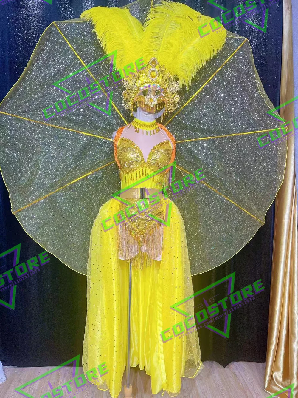 Samba Costume Carnival Brazilian Dancer Ostrich Hair Stage Show Feather Dance Costumes Opening Ceremony Performance Clothes Set