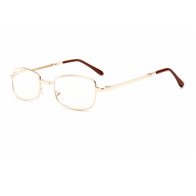 Folding Reading Glasses with Leather Box Unisex Collapsible Metal Lenses Bifocal 4 In 1 Eyewear Anti-blue Light Diopter Glasses