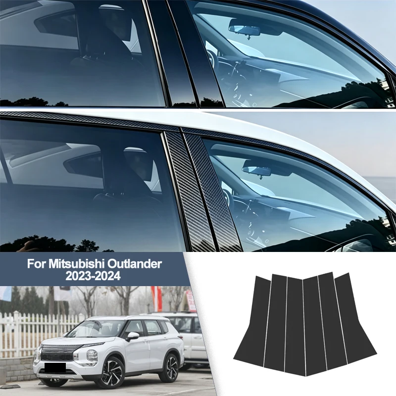 For Mitsubishi Outlander 2023-2024 B/C Pillar Post Stickers PC Window Middle Pillar Trim Decorative Car Exterior Protect Parts