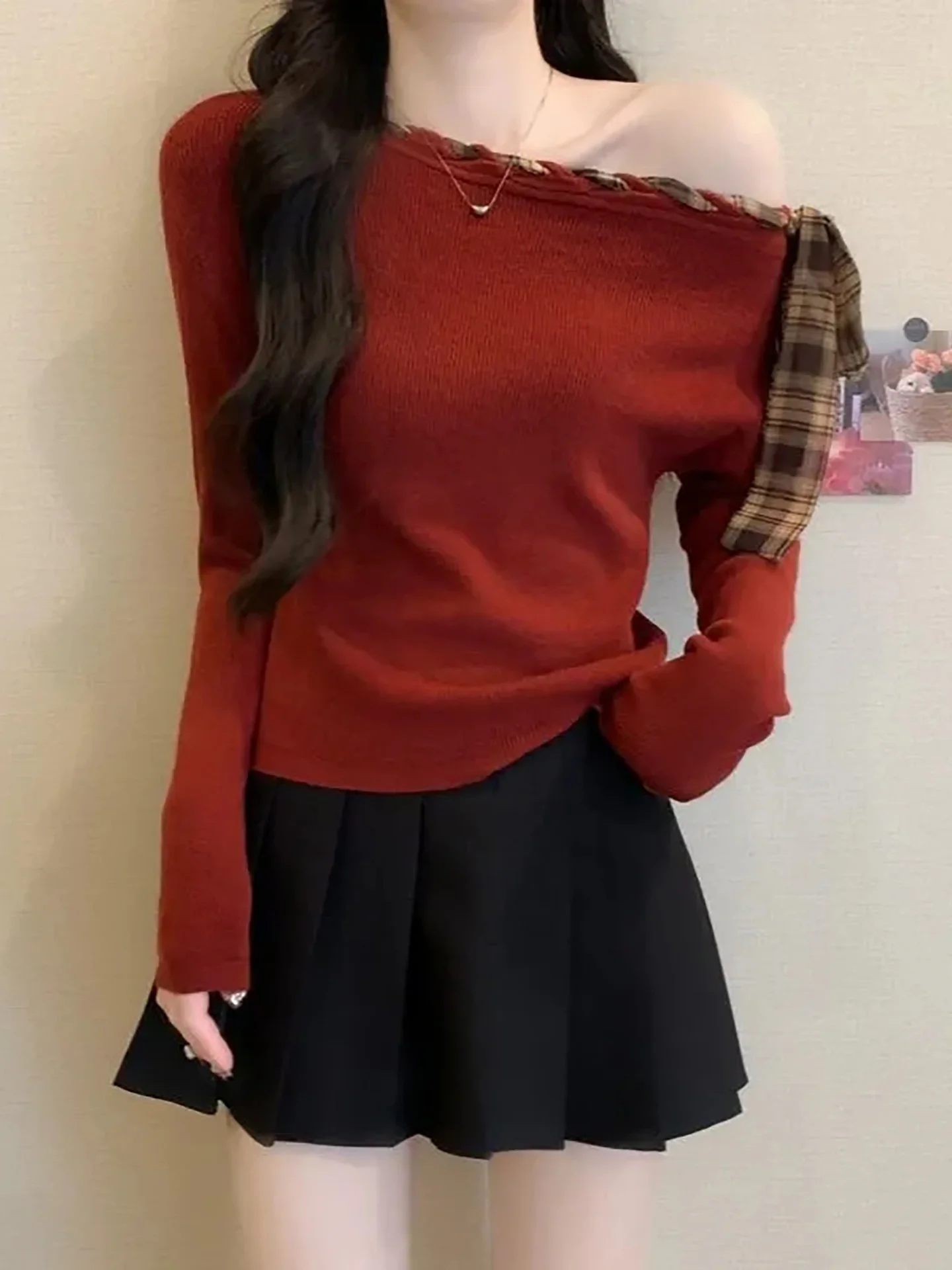 

Женский трикотаж приталенного кроя Faion, весна 2026, дизайн с завязкой на талии, корейский длинный свек, теплый, удобный