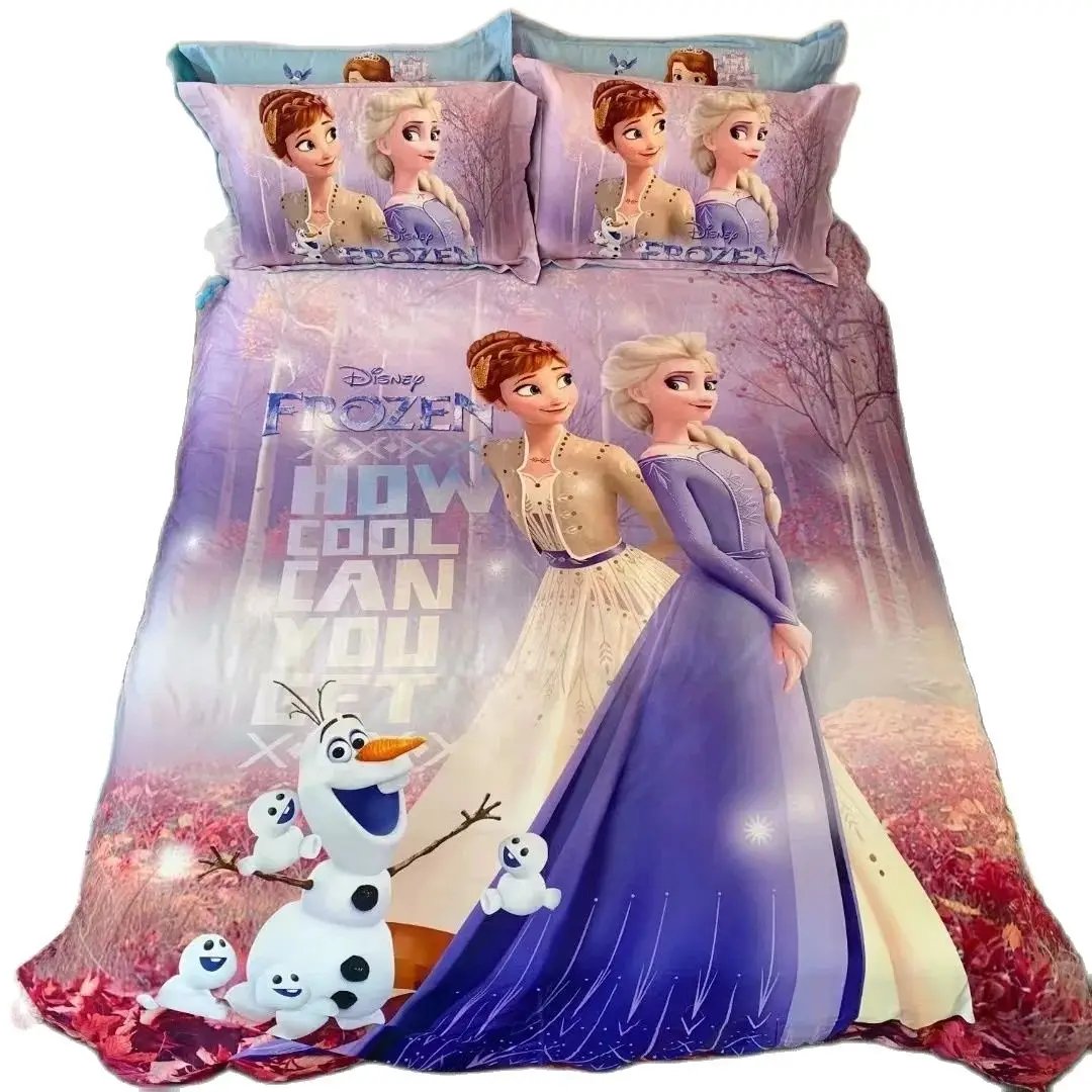 Imagem -06 - Conjuntos de Cama Congelados Disney para Meninos e Meninas Capa de Edredão dos Desenhos Animados Elsa Princesa Solteiro Gêmeo Cama Presentes Bonitos do Feriado