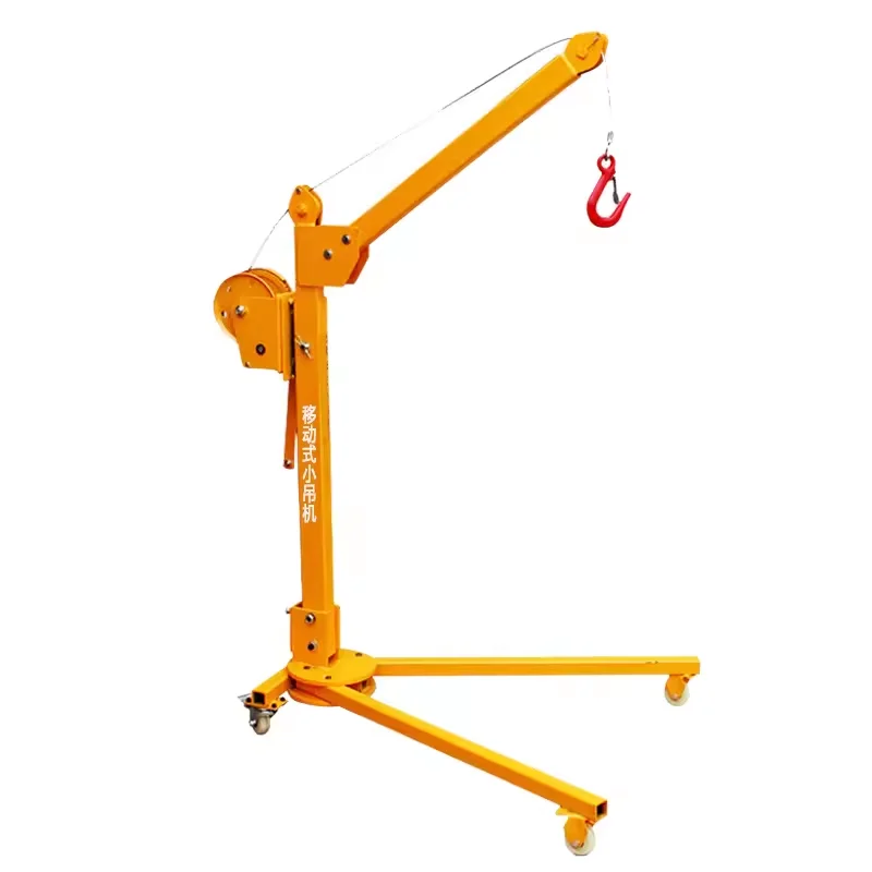 

High Quality 200kg 300kg 500kg Mini Mobile Manual Crane With Manual Winch