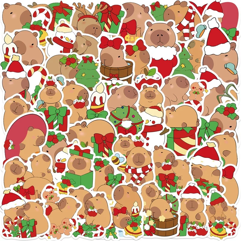 

10/30/50PCS Kawaii Christmas Capibala PVC Sticker Aesthetic Decoration Scrapbooking Supplies DIY Children's Hand Accounting