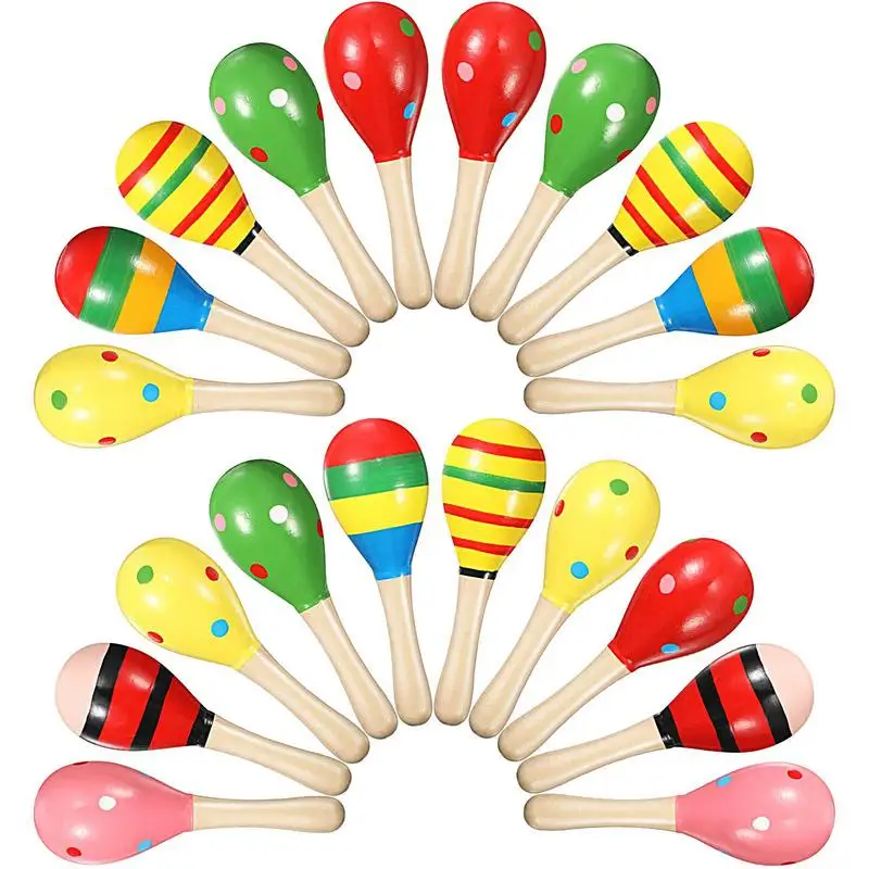 Kids Maracas Shakers 10PCS Party Wooden Maracas Shakers Musical Instrument Toys For Boys & Girls Cute Egg Shaker For