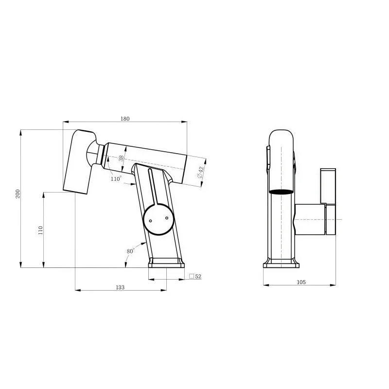 Pull-out Faucet for Washbasin, Hot and Cold Water, Bathroom Sink Faucet