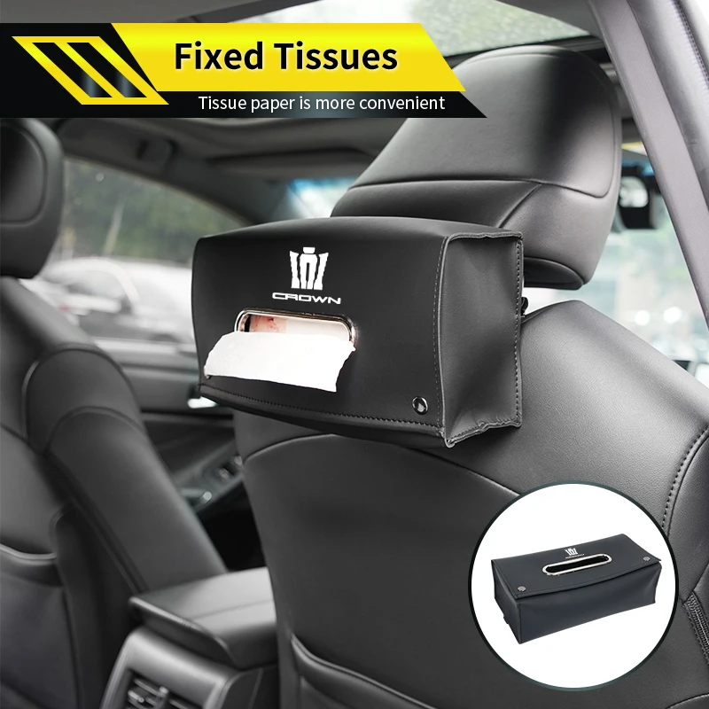 

Car Seat Universal Square Tissue Storage Box PU Leather Paper Bag Accessories For Toyota Crown Yaris Corolla Prius Auris CHR