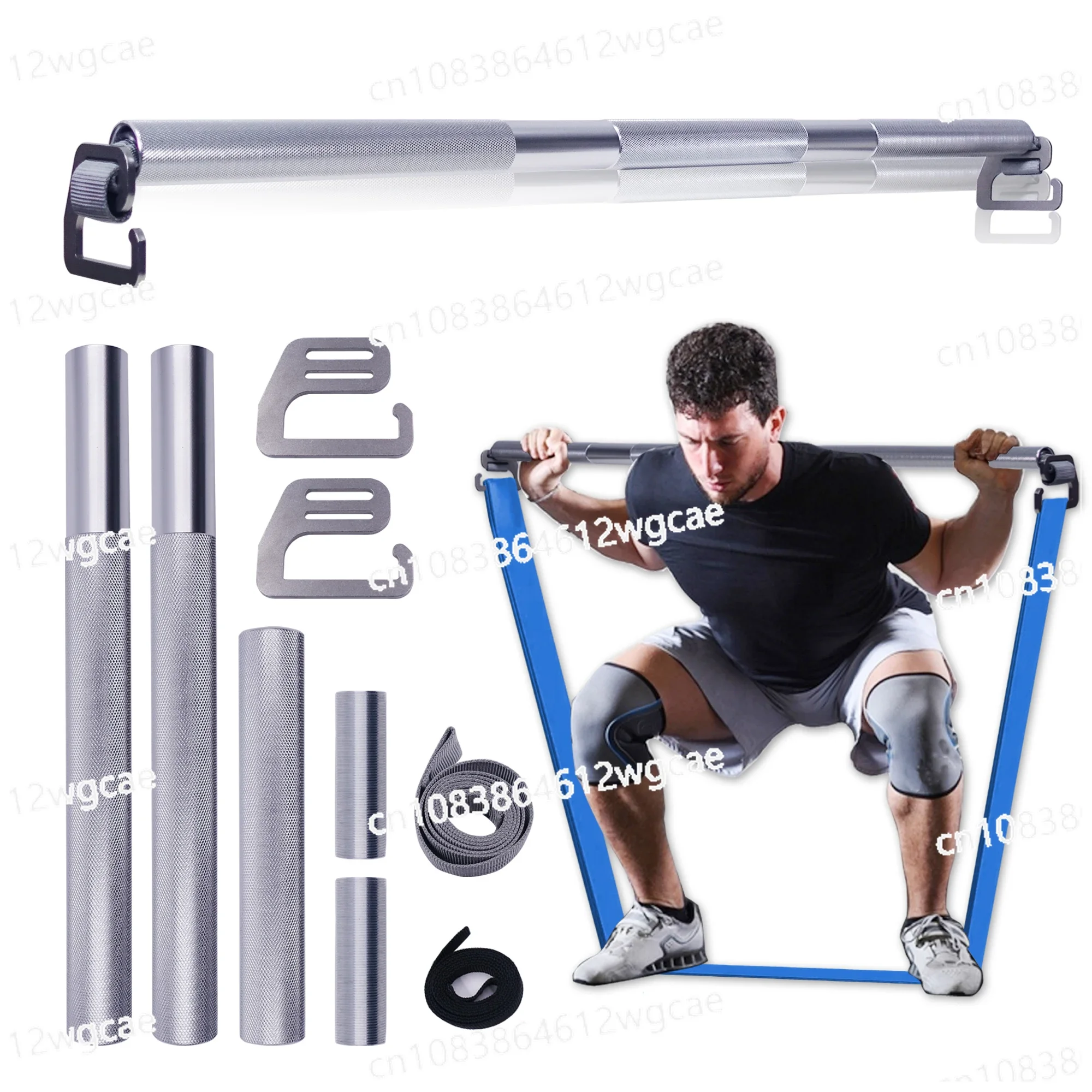 96CM Resistance Band Exercise Bar Large E-Type Hook Sectional Assembly Squat Deadlift Strength Training Home Equipment