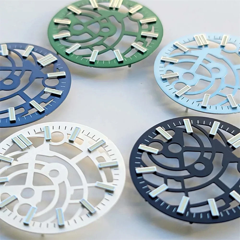 

28.5mm Watch Dial, Green Luminous / No Luminous Hollow Watch Faces, for NH70 Movement NH70 Dial Watch Modified Accessories