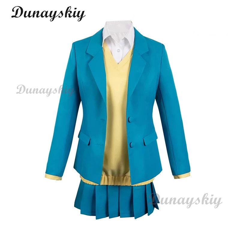 أنيمي أزرق مربع Chinatsu كانو تأثيري حلي ، Ao no Hako تمويه زي موحد أزرق ، تنورات ، سترة ، شعر مستعار ، بدلات هالوين