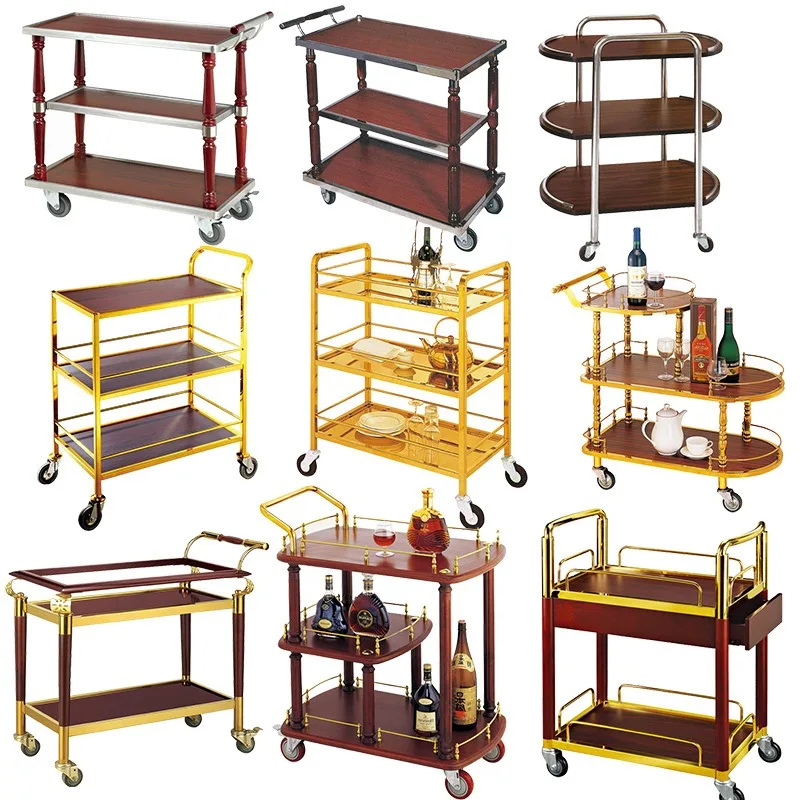 Multifunctional Mobile Service Trolley, Wine Cake Tea & Drink Cart for Hotel, Bar, KTV and Restaurant Use