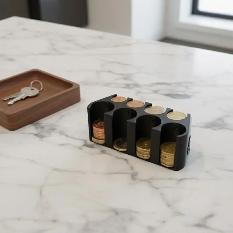 Plastic Euro Coin Storage Box Classified Change Organizer Dispenser Holder for 2€ 1€ 50c Coin Daily Money Management