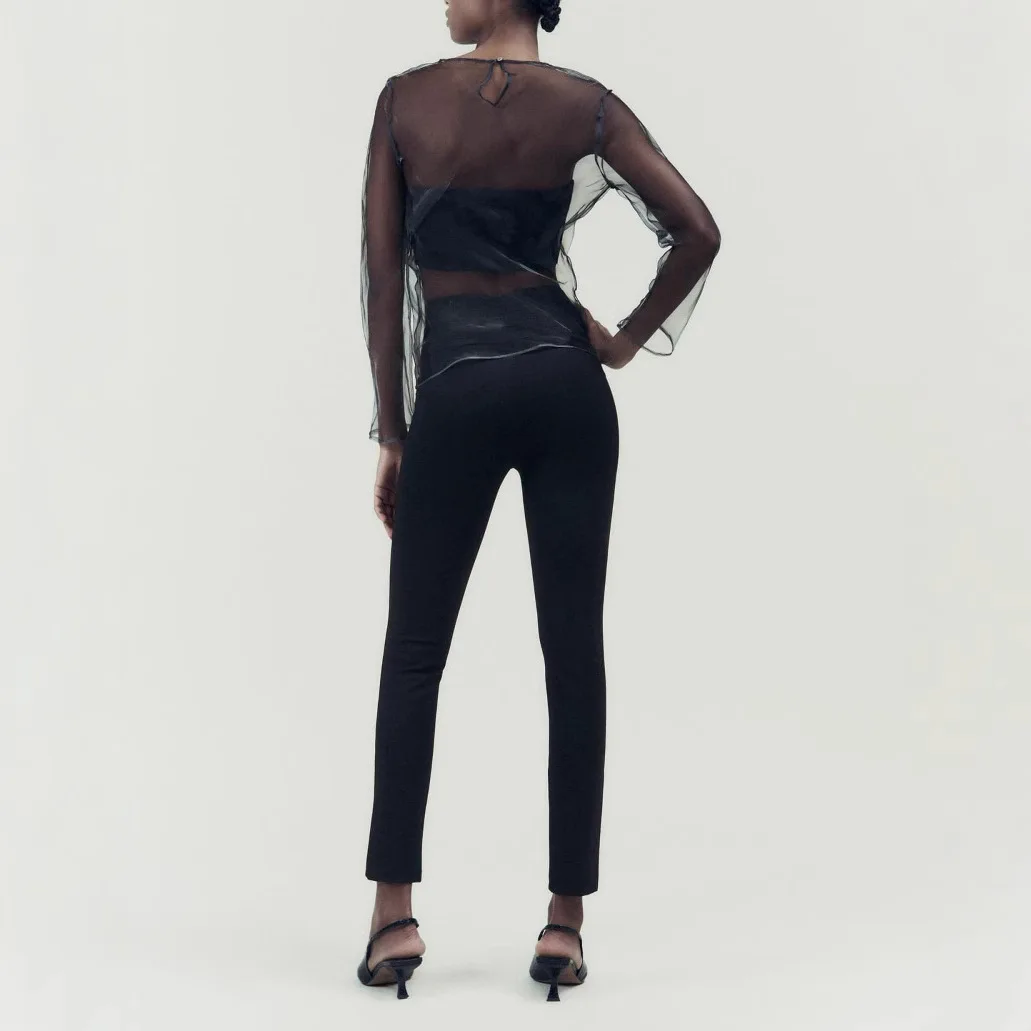 Neue hoch taillierte, schlankmachende, vielseitige Freizeit-Leggings, schwarze Leggings mit weitem Bund