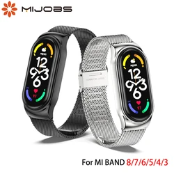 Strap for Mi Band 9 8 7 6 5 Metal Bracelet On Mi Band 4 3 Wristband for Mi Band 8 Strap For Xiaomi Miband NFC Global Version