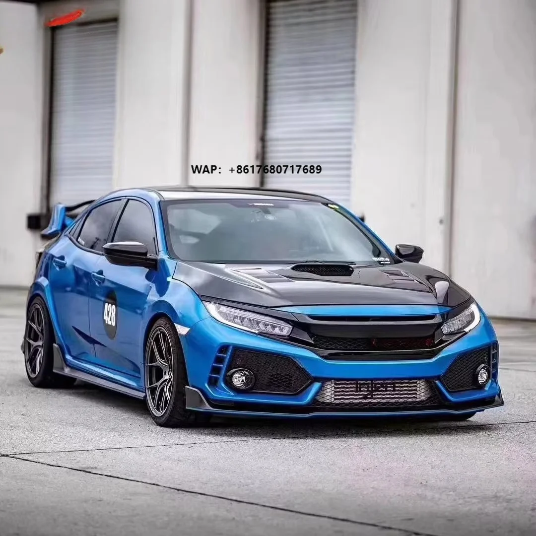 

Runde for Civic Upgrade TYPE-R Style Body Kit Front Rear Bumper Grille Side Skirt Wheel Eyebrow Rear Spoiler Exhaust Tips