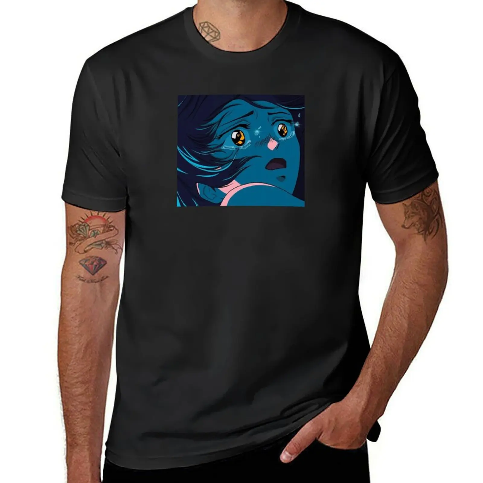 

Crying Anime Girl Aesthetic Anime Vaporwave T-shirt boys animal print plus sizes new edition hippie clothes mens plain t shirts