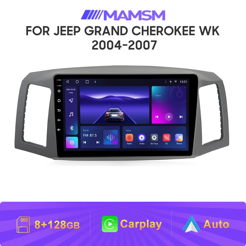 MAMSM Android 13 Carplay For JEEP Grand Cherokee WK 2004 - 2007 Multimedia Car Radio WiFi+4G DSP GPS Navigation Head Unit 2 Din