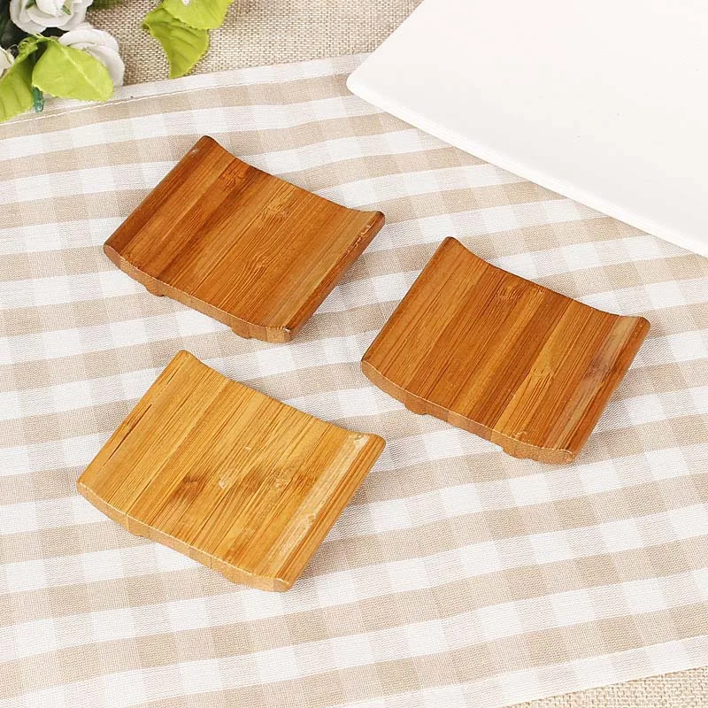 100pcs Bamboo Tray Wood Saucer Flower Pot Tray Cup Pad Coaster Plate Kitchen Decorative Plate Creative Coaster Coffee Cup Mat