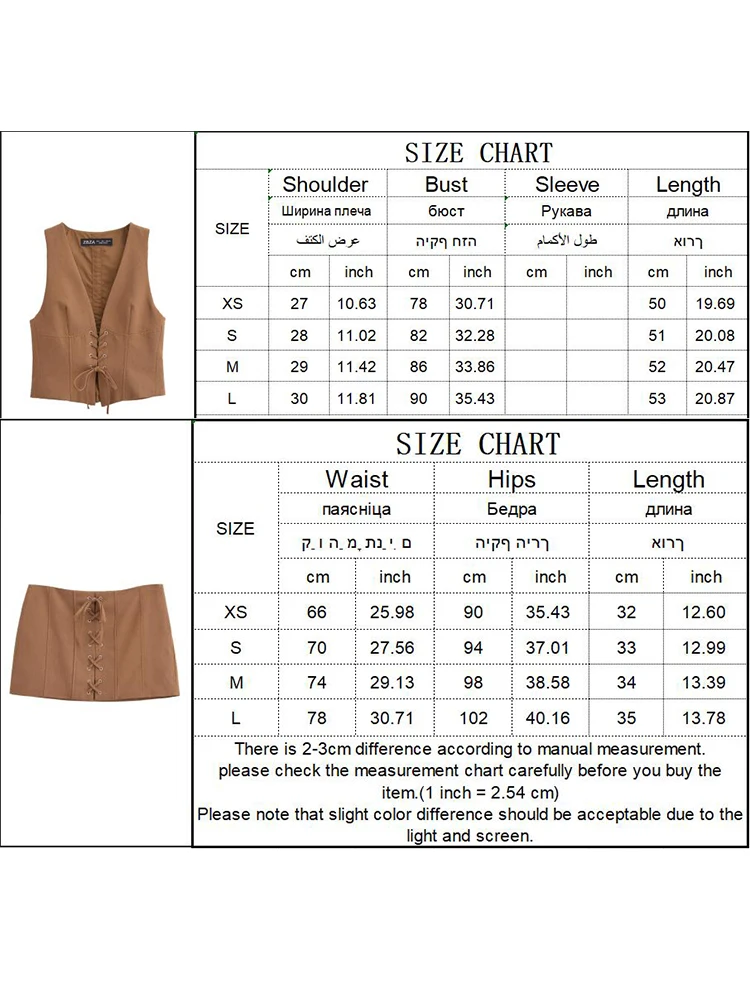 TRAF New Women Fashion OL 2PCS Skirts Set 2024 Chic Sleeveless Vest Top & Skirts Summer Sexy Skirts Sets