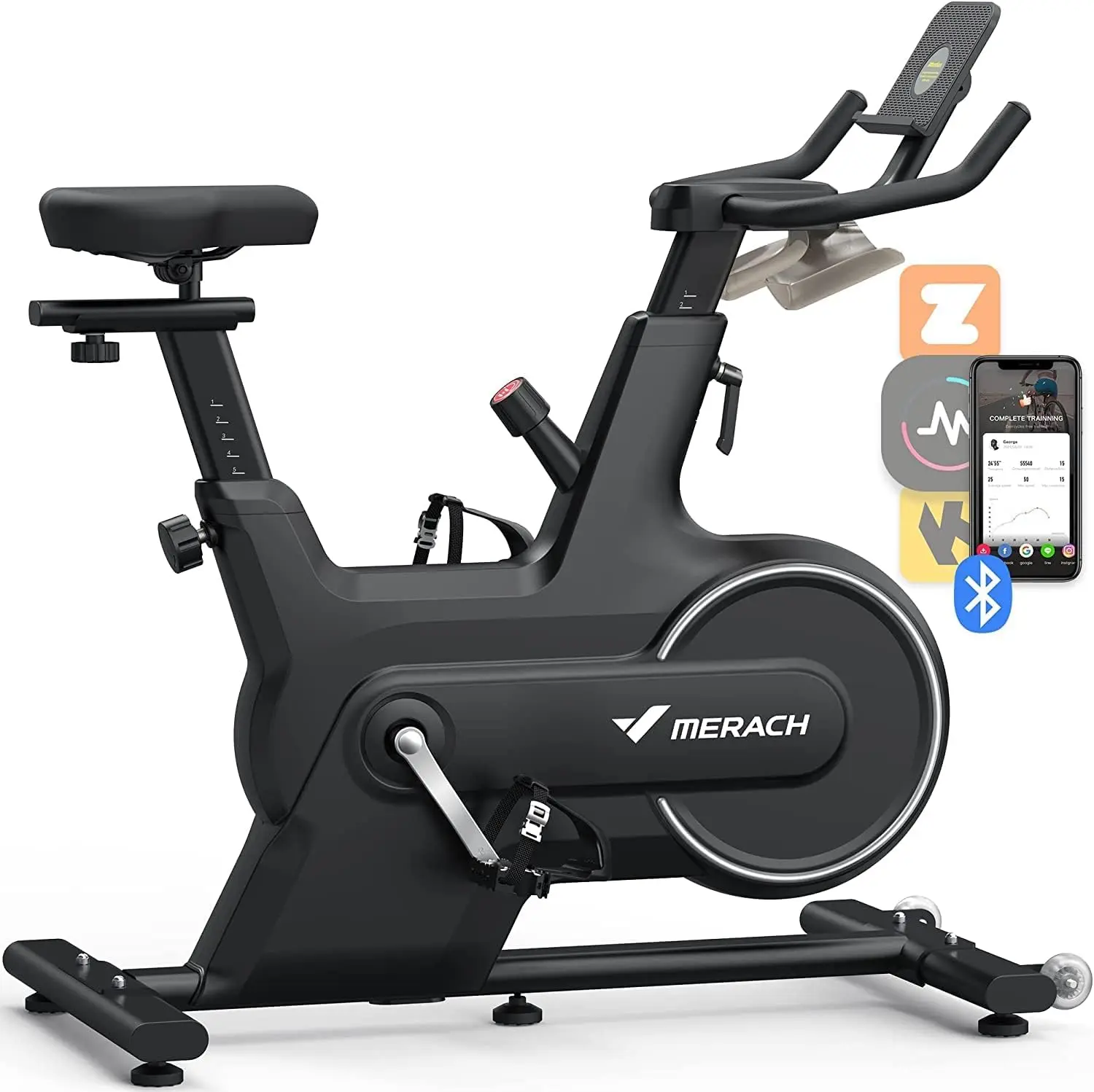 Bicicleta de ciclismo de interior, bicicleta estática para el hogar con resistencia magnética/automática, bicicleta estacionaria Bluetooth con seguimiento de datos de aplicación y