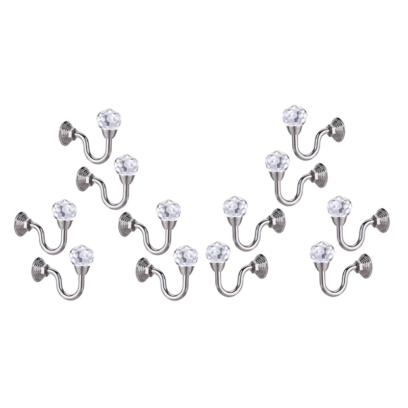 

12Pcs Crystal Glass Curtain Holdback Wall Tie Back Hook Hanger Retro Holder Drawer Handle Curtain Accessories Hanger