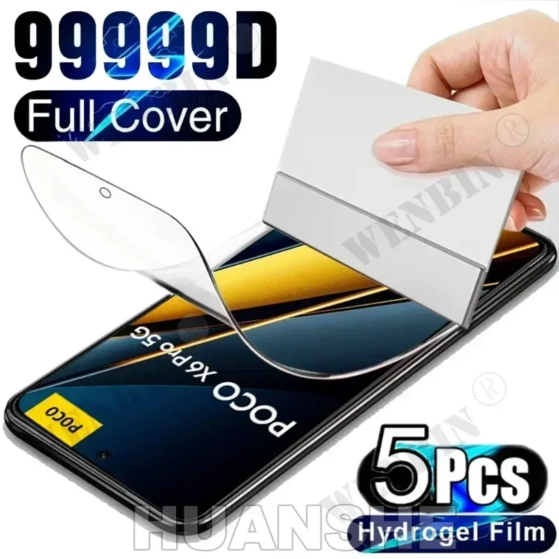 

5 Pcs Hydrogel Film Full Cover Screen Protector for Redmi Note 15/14/13/12 Pro Plus, Poco X7/X6 Pro, Xiaomi 15T/14T/13T Pro