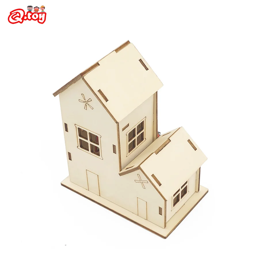 DIY Wooden Puzzle Colored Light House STEM Technologia Science Experimental Tool Kit Learning Education for Kids Teaching Aid