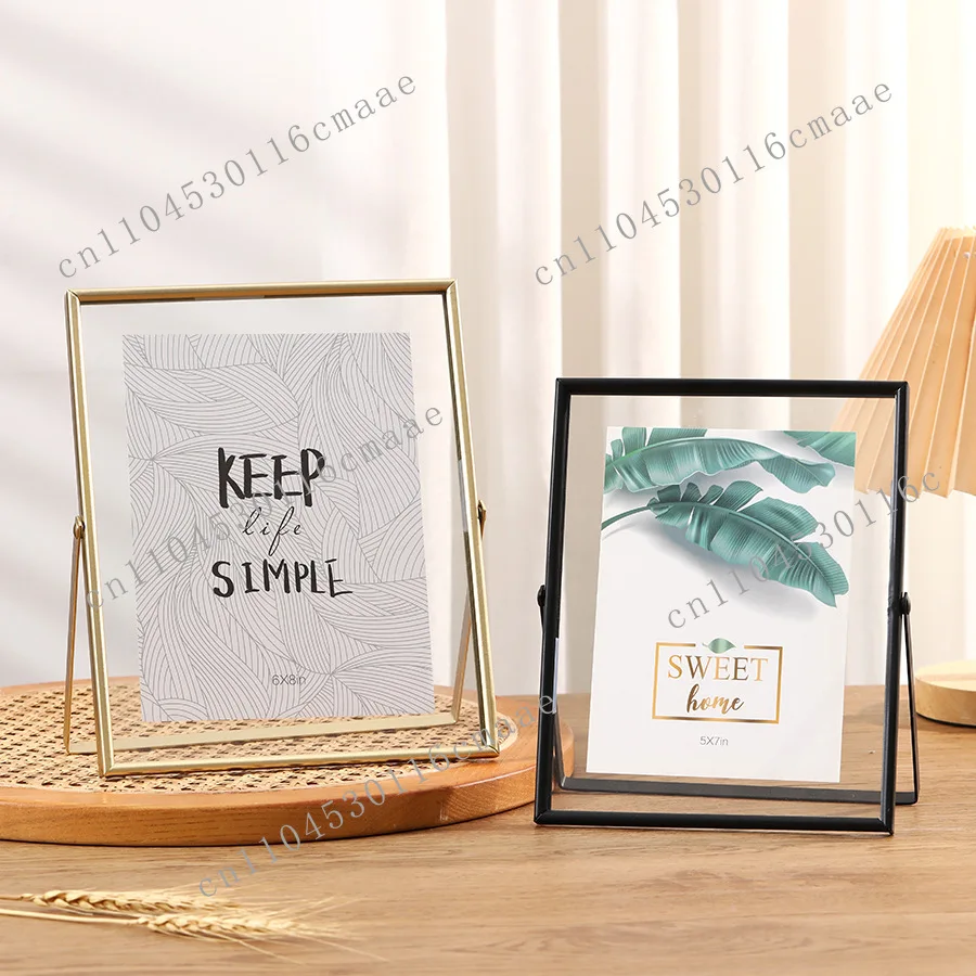 Metal Photo Frame Polaroid Photo Table 6 Inch 7 Inch 8 Inch Calligraphy Painting Frame Dried Flower Desktop Decoration