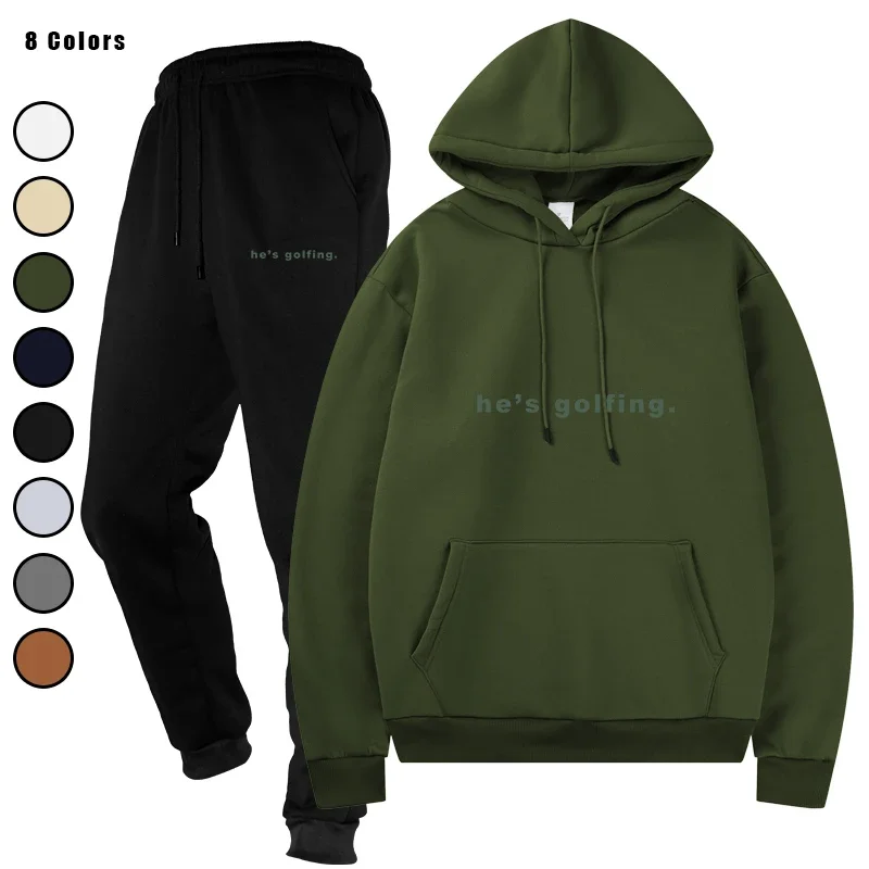 الخريف الشتاء الركض مقنعين البلوز و Sweatpants الرجال قطعتين مجموعة الشارع الشهير ملابس غير رسمية