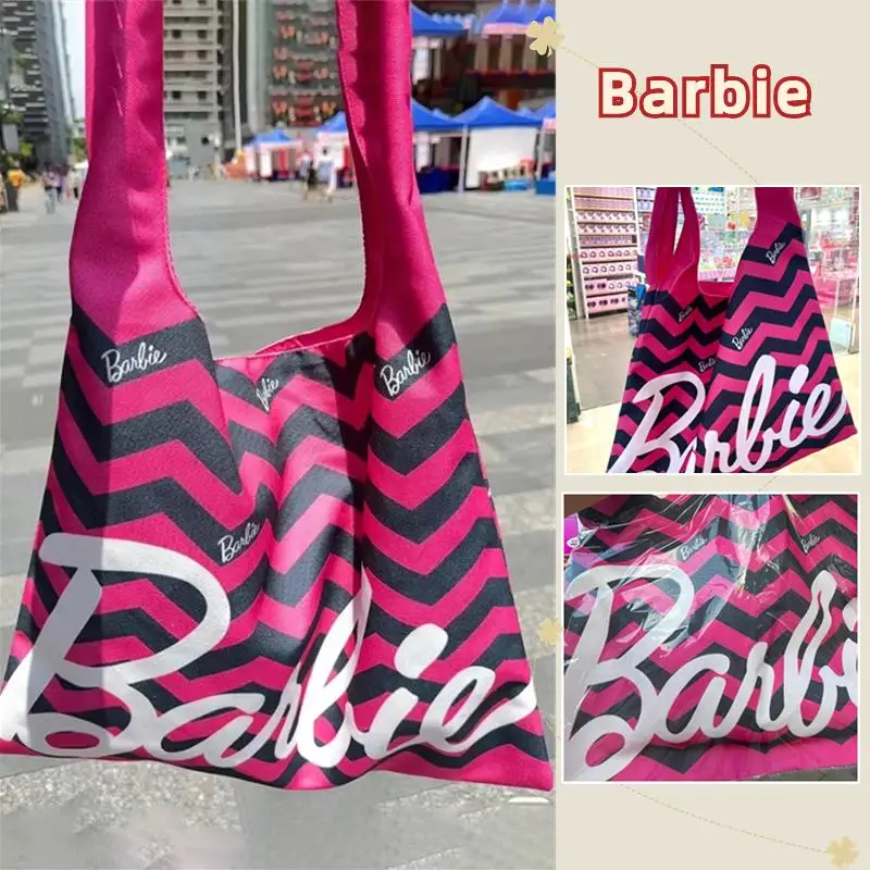 Miniso Barbie Einkaufstasche Anime Y2K würzige Mädchen Umhängetasche Cartoon Kawaii Mode Barbie Pulver große Kapazität Einkaufstasche