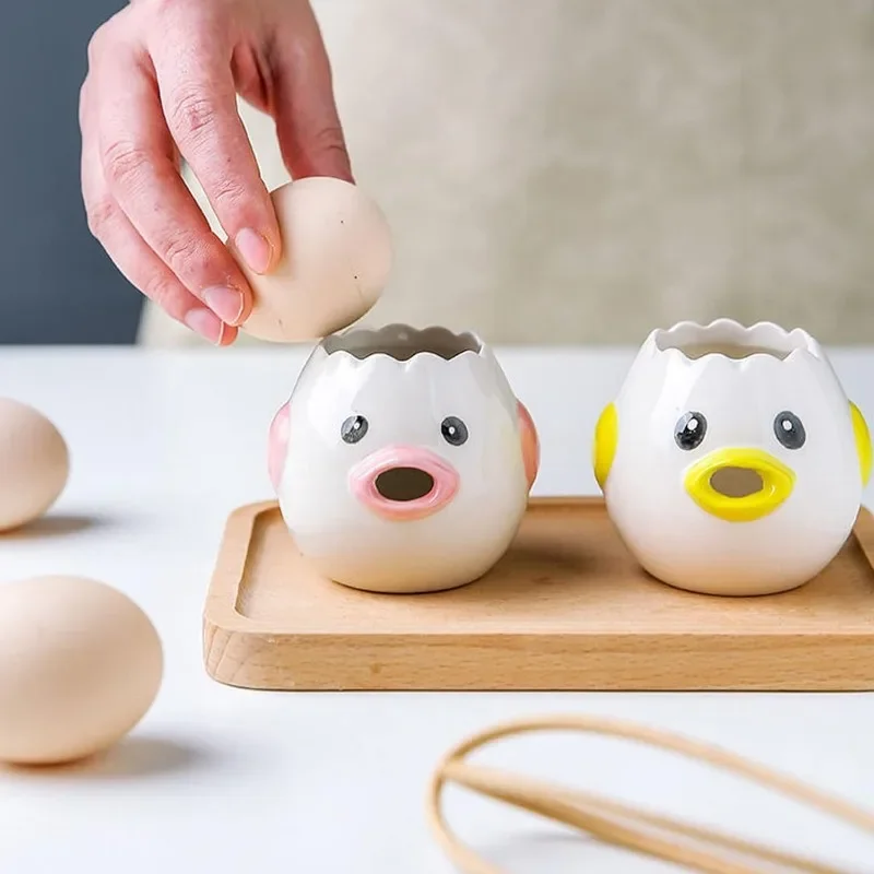 1 قطعة لطيف ليتل الدجاج السيراميك فاصل البيض تصفية أداة الخبز للمطبخ مخبز الإبداعية صفار البيض الأبيض فاصل البيض تصفية