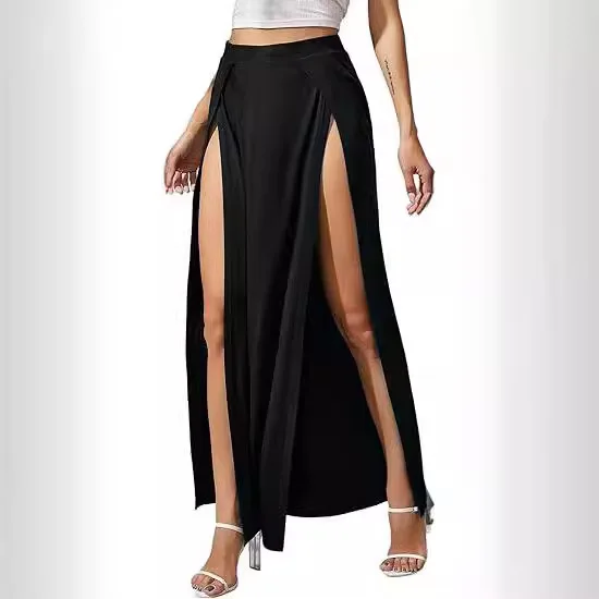 

2025 American European New Fashion Women's Solid Color Casual Trendy A-line Ankle Length Sexy Skirts Female Ceremonial Clothes