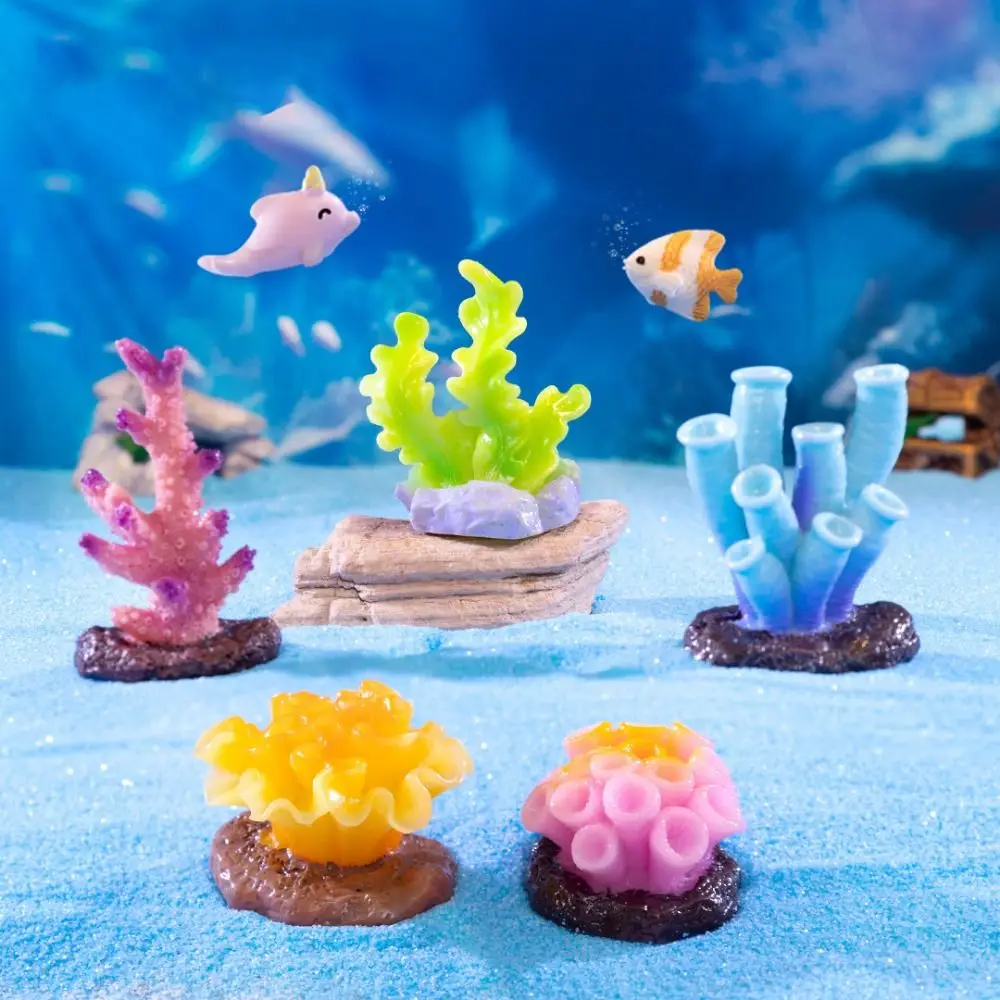 

Ocean Series Simulation Micro Landscape Resin Colorful Coral Statue Home Desk Decor