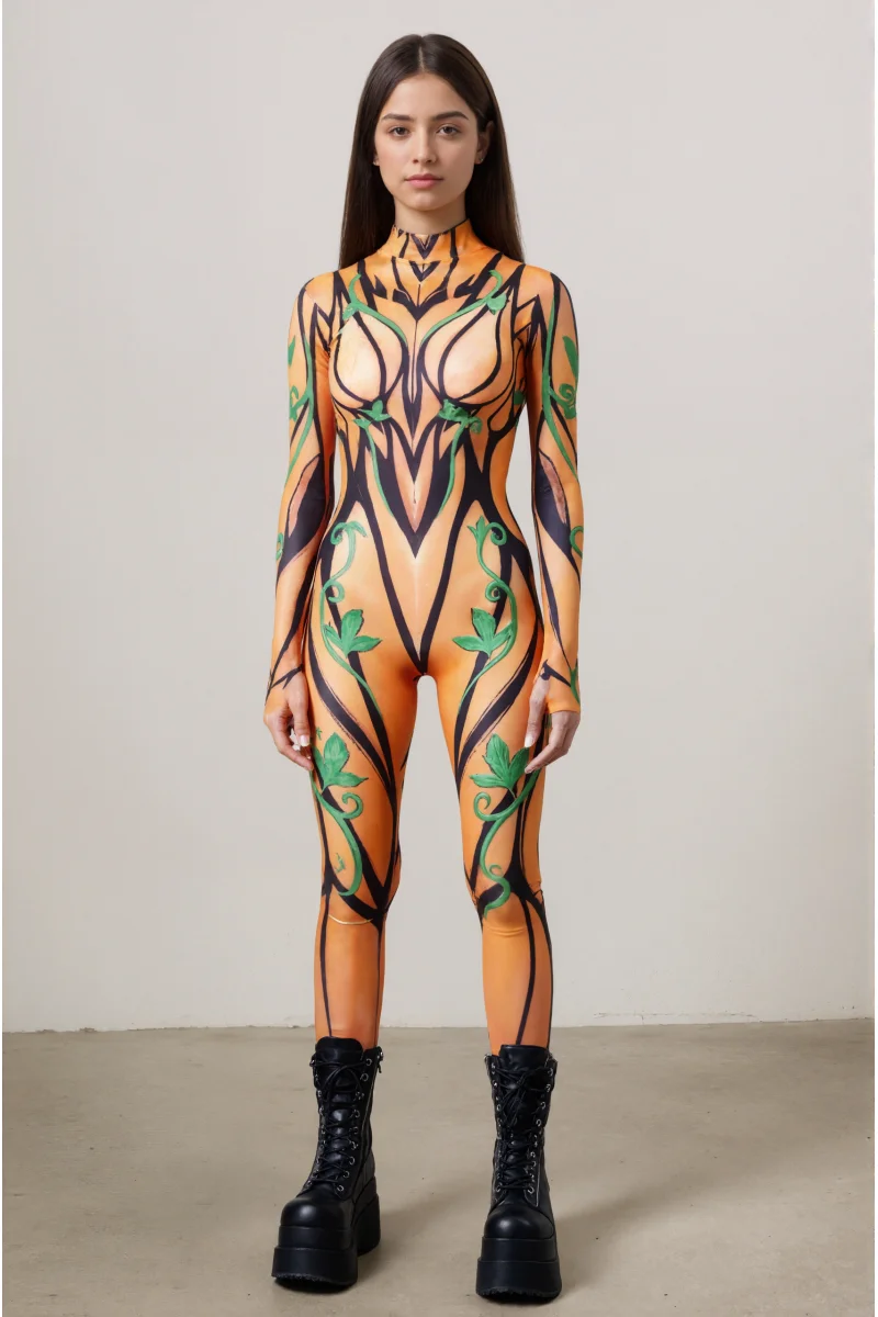 IOOTIANY Damen Schmetterling-Schlangen-Bodysuit Catsuit Tribal Halloween Party Rave Jumpsuit Festival Cosplay Performance Zentai – Detail 26