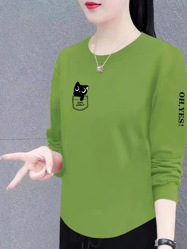 

Свободная футболка с длинным рукавом и круглым вырезом с принтом для женщин среднего и пожилого возраста, модная тонкая верхняя одежда, осенняя сезонная футболка