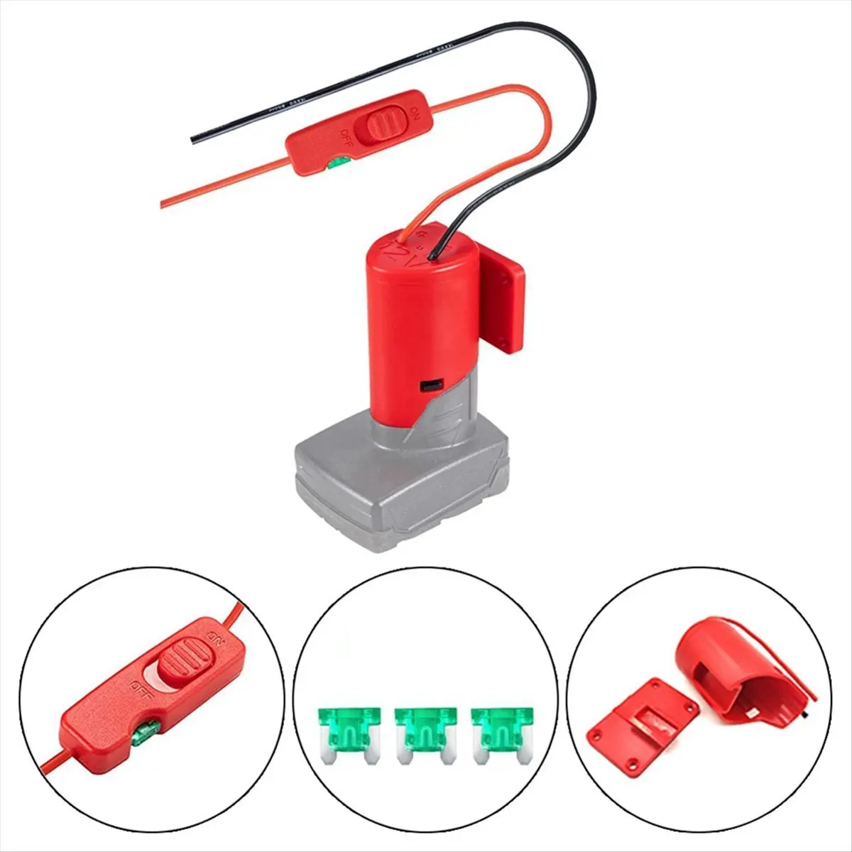 

Battery Adapter for Milwaukee 12V with Switch Fuses & Wire Terminals Battery Adapter Power Tool Battery Converter Kit